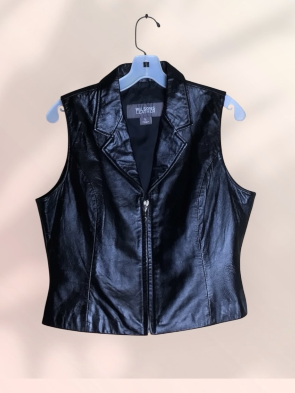 Wilsons Leather Black Genuine Leather Zip Front Vest Women’s Large